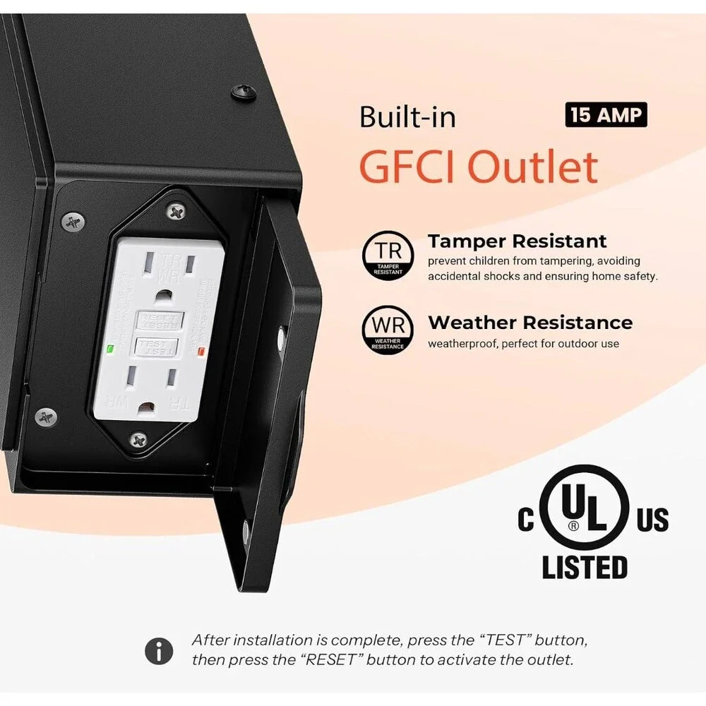 GLEAMZ Motion Sensor Outdoor Wall Lantern Light w/ GFCI Outlet Dusk to Dawn New